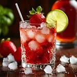 Кайпиринья клубничная - коктейль с кашасей и клубникой